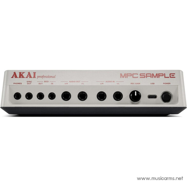 Front panel of Akai professional MPC Sample guitar with multiple jack inputs, USB, and power knob for music production hardware. ขายราคาพิเศษ