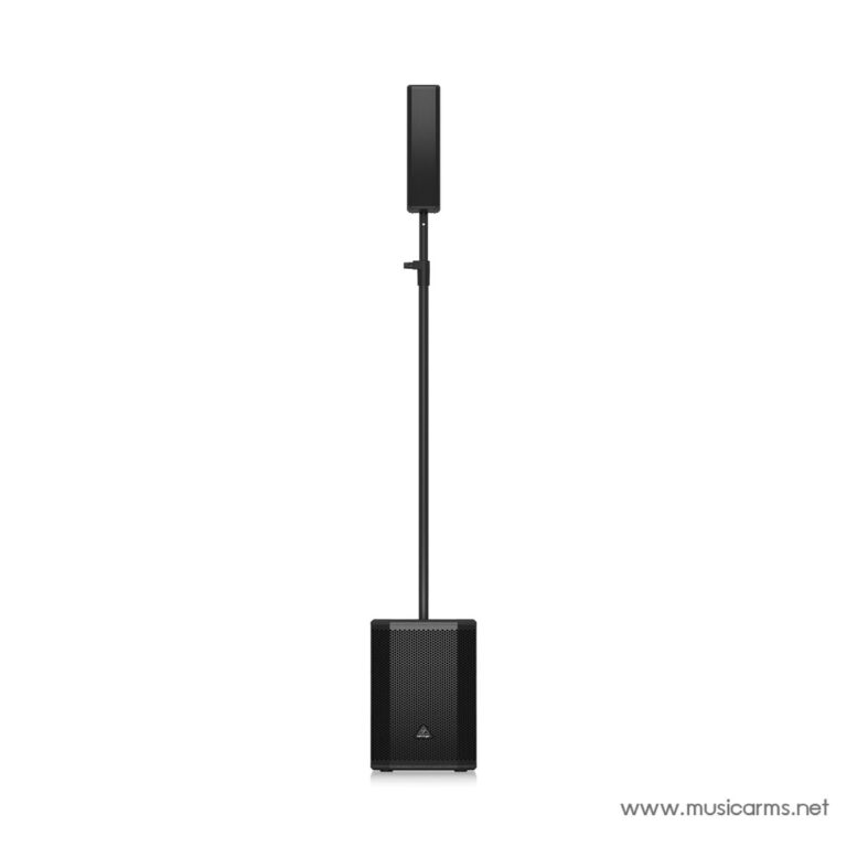 Professional black PA speaker system on a stand with a floor subwoofer, shown against a white background (live sound setup). ขายราคาพิเศษ