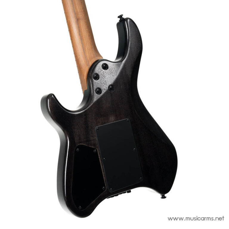 Back view of a black electric guitar with a wooden neck and rear access plates. ขายราคาพิเศษ