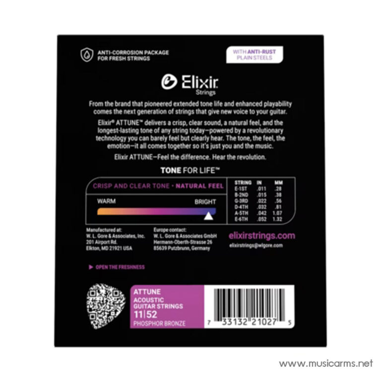 Elixir Attune Phosphor Bronze Acoustic Guitar String สายกีตาร์โปร่ง ขายราคาพิเศษ
