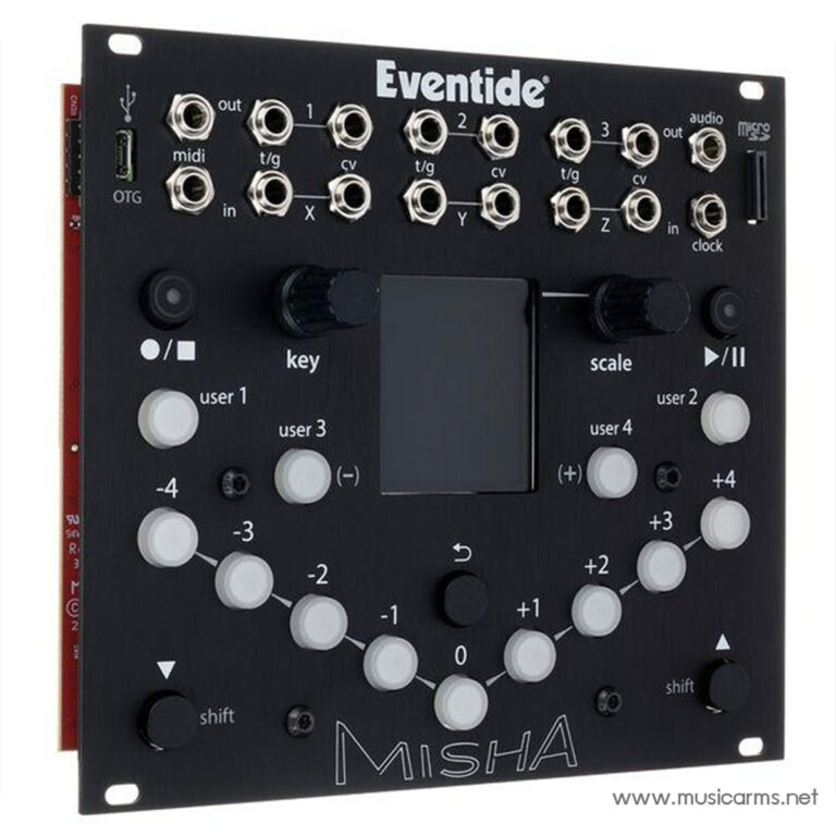 Front panel of a MISH A Eventide Eurorack module showing multiple CV inputs, jacks, and knobs for performance and modulation. ขายราคาพิเศษ