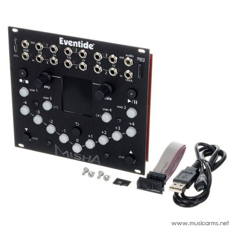 Eventide MISHA modular music device with knobs, many input/output jacks, and a USB cable on the right side ขายราคาพิเศษ