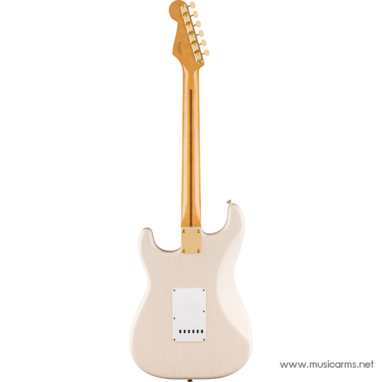 Back view of a cream electric guitar with a maple neck, six tuners, and a back plate on the body. ขายราคาพิเศษ