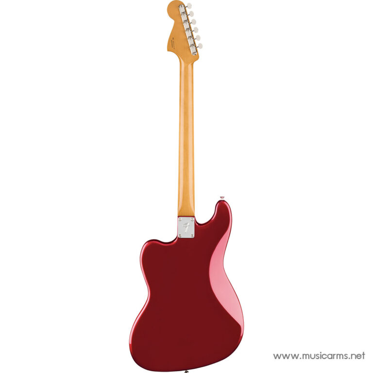 Back view of a red electric guitar with a maple neck, chrome neck plate, and white tuning pegs against a white background. ขายราคาพิเศษ