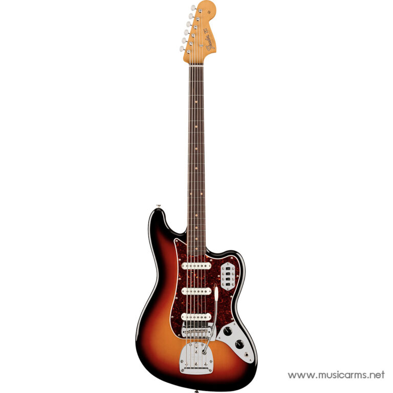 Sunburst Fender electric guitar with tortoiseshell pickguard and three pickups, shown full body and neck ขายราคาพิเศษ