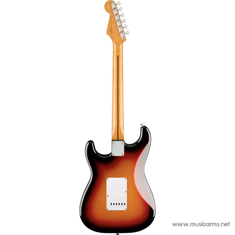 Rear view of a sunburst Fender-style electric guitar on a white background, showing the back of the body and maple neck. ขายราคาพิเศษ