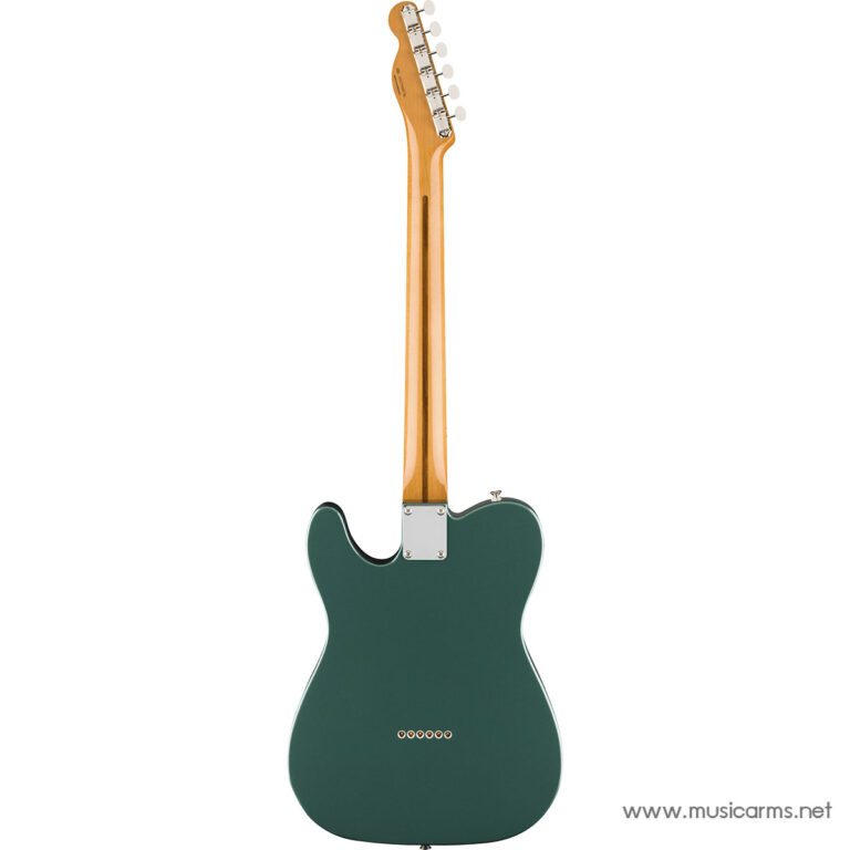 Back view of teal-green solid-body electric guitar with maple neck and six tuning pegs on the headstock. ขายราคาพิเศษ