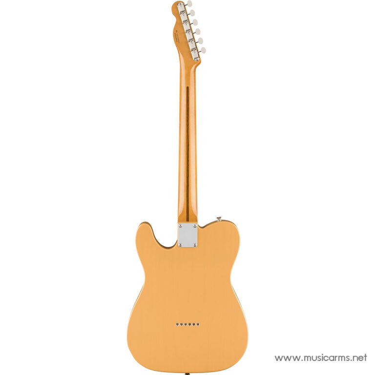 Back view of an orange solid-body electric guitar, showing the maple neck, rear body contour, and neck plate reliefs (from the back). ขายราคาพิเศษ