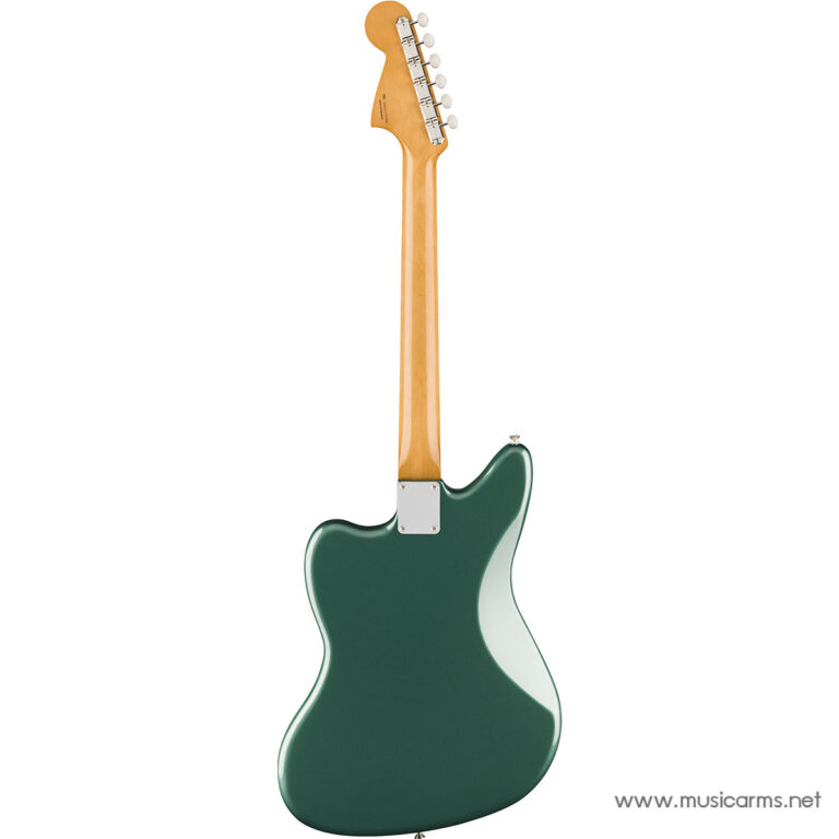 Back view of a green electric guitar with a natural wood neck and white tuner pegs, shown against a white background. ขายราคาพิเศษ