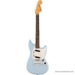 Light blue Telecaster-style electric guitar with a white pearloid pickguard and maple neck on a white background. ขายราคาพิเศษ