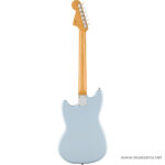 Back view of a light blue electric guitar with a maple neck and white tuners, showing the neck joint at the body. ขายราคาพิเศษ