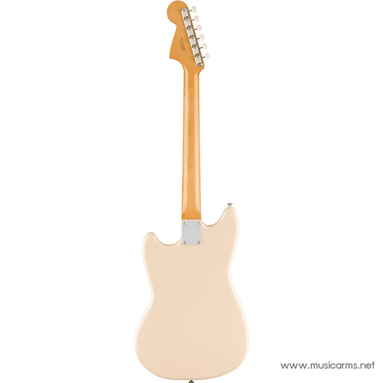 Cream-colored electric guitar photographed from the back, showing maple neck and neck plate on a white background. ขายราคาพิเศษ