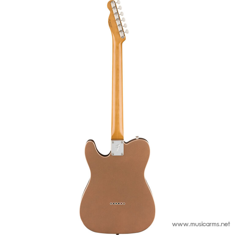 Back view of a solid-body electric guitar with a tan-brown finish, maple neck, and a chrome neck plate. Six string ferrules visible on the back. ขายราคาพิเศษ