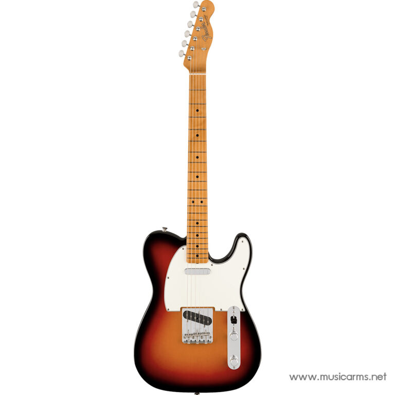 Sunburst Fender Telecaster-style electric guitar with maple neck and white pickguard. ขายราคาพิเศษ
