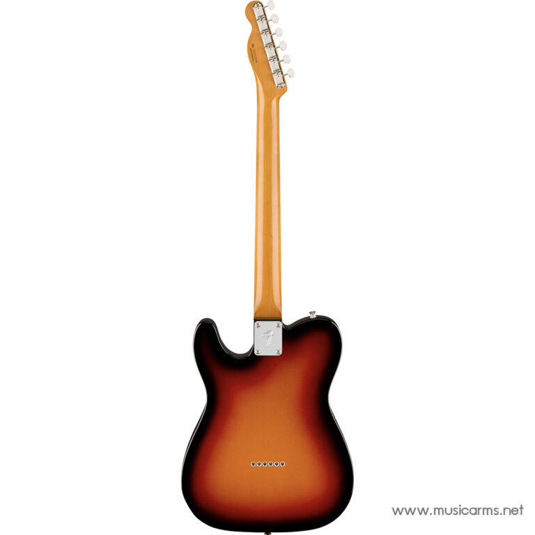 Back view of a sunburst Fender-style electric guitar with maple neck and white tuners ขายราคาพิเศษ