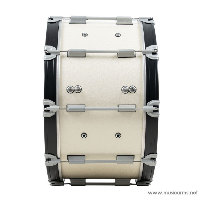 Snare drum with beige shell and metal hardware, photographed from the side against a white background. ขายราคาพิเศษ