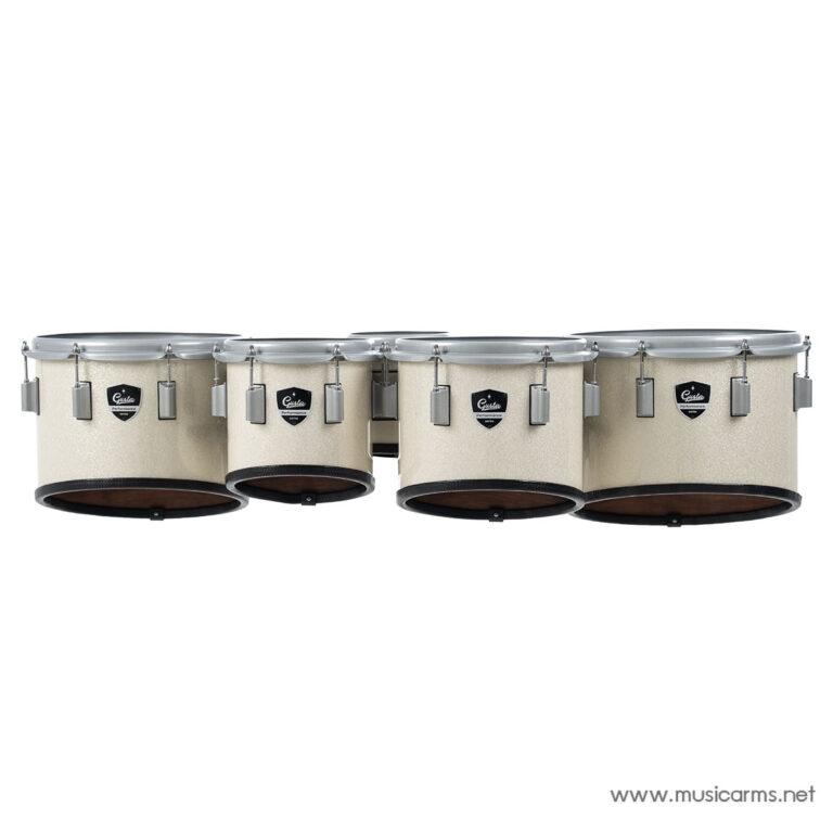 Four beige tom-toms connected in a row as part of a drum set, with silver rims and hardware visible (brand labels on each drum). ขายราคาพิเศษ