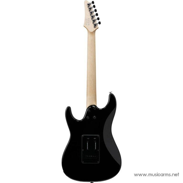 Back view of a black electric guitar with a natural maple neck and back plate visible on the body. ขายราคาพิเศษ
