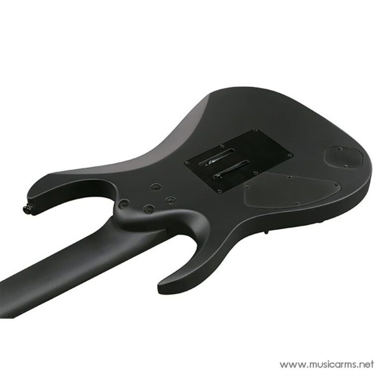 Back view of a black electric guitar with a solid body and attached neck; shows control cavity plates and rear access panel. ขายราคาพิเศษ