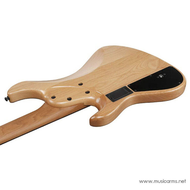 Back view of a natural wood electric guitar with neck attached, showing a black rear cavity cover or plate. ขายราคาพิเศษ