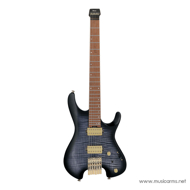 Electric solid-body guitar with a dark blue burst finish, maple neck, and gold hardware (two humbucker pickups and a gold tremolo bridge). ขายราคาพิเศษ