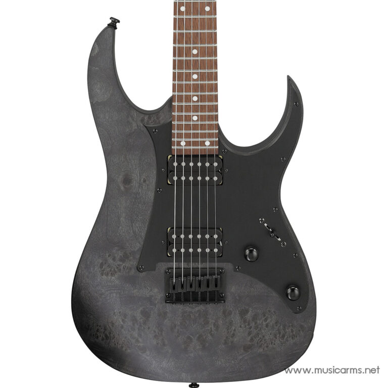 Electric guitar with a dark marbled gray body, brown fretboard, black pickguard, and two humbucker pickups. ขายราคาพิเศษ