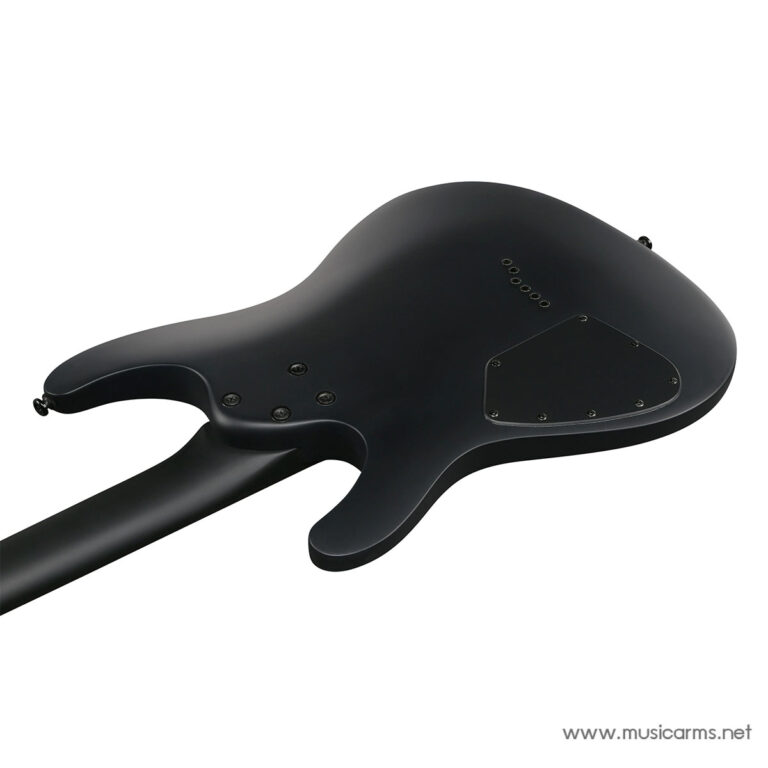 Black solid-body electric guitar shown from the back with a rear control cavity plate and neck extending to the left. ขายราคาพิเศษ