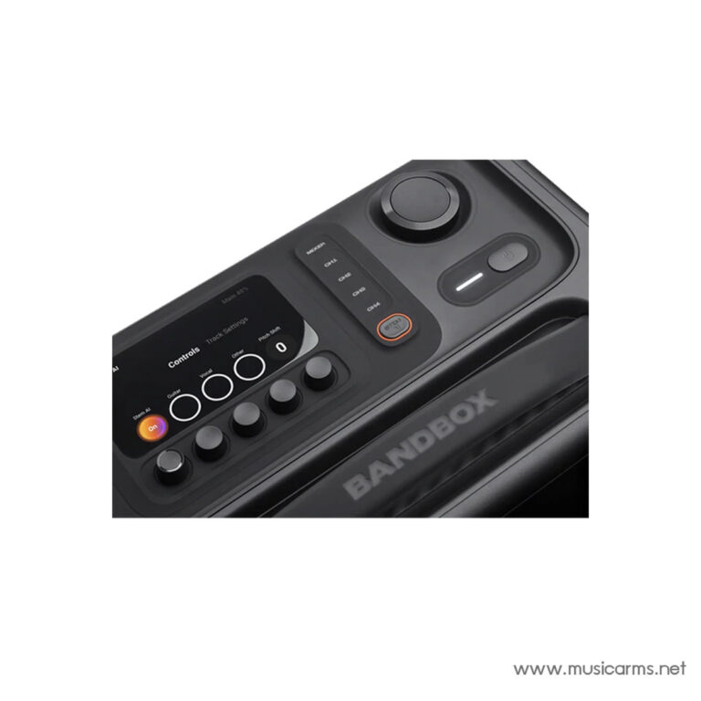 Close-up of a Bandbox control panel with circular knobs, a small display, and an orange-start button on a dark device. ขายราคาพิเศษ