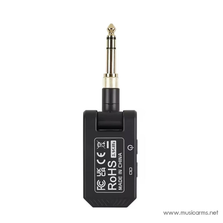Black compact audio transmitter with a gold-plated 3.5 mm plug extending upward from the top of the device ขายราคาพิเศษ