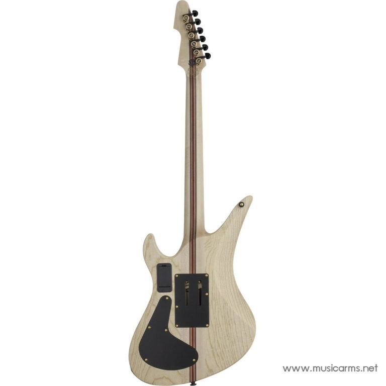 Back view of a natural-finish electric guitar with exposed electronics cavities on the lower body and a long neck. ขายราคาพิเศษ