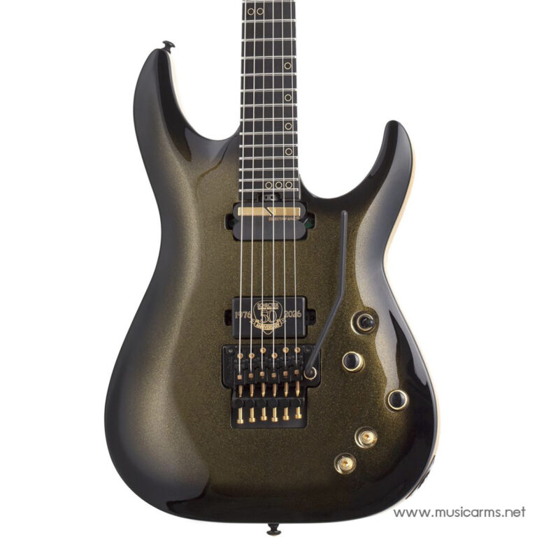 Electric guitar with a metallic black-to-green burst finish, gold hardware, and a Floyd Rose tremolo bridge ขายราคาพิเศษ