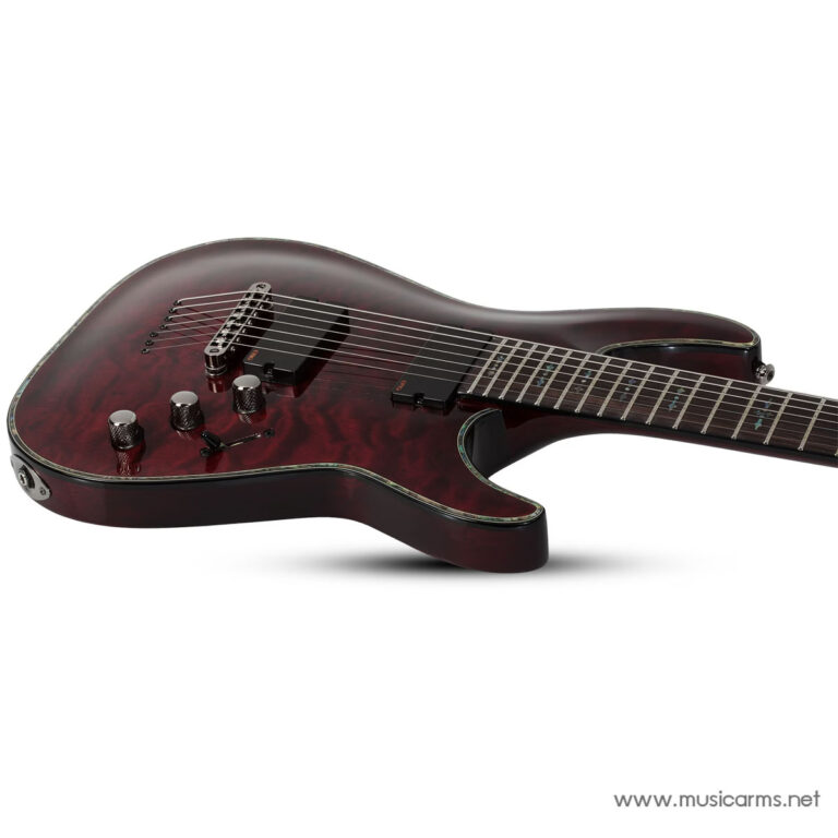 Red burst quilted-maple electric guitar with two humbucker pickups and chrome hardware on a white studio background ขายราคาพิเศษ