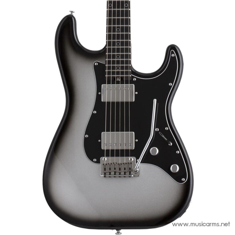 Electric guitar with a black pickguard, sunburst gray finish, and chrome pickups (centered on the body). ขายราคาพิเศษ