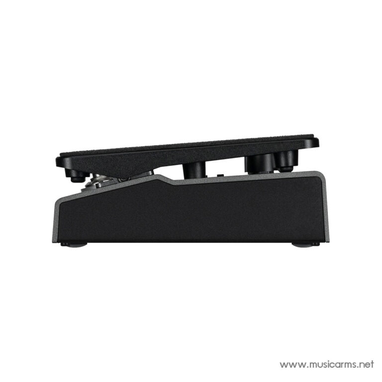 Side view of a black guitar expression pedal mounted on a rectangular base with a textured top plate. ขายราคาพิเศษ