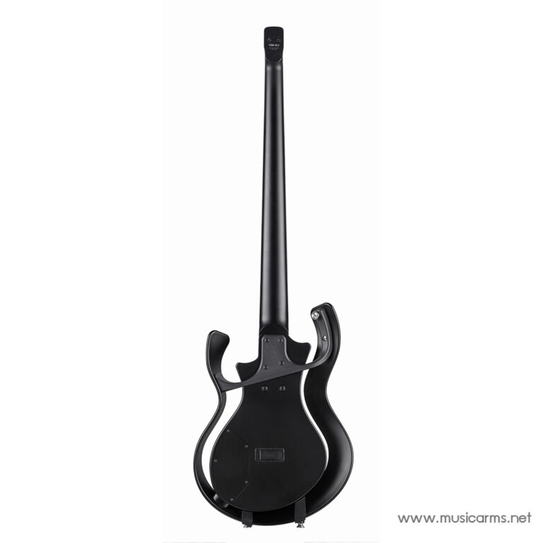 Back view of a black solid-body electric guitar with long neck and double cutaways, showing the back plate and heel area. ขายราคาพิเศษ