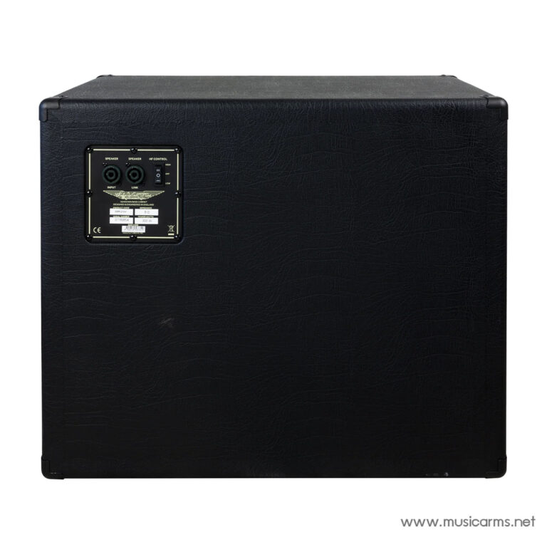 Rear view of a black guitar amplifier cabinet with a small control panel on the left side. ขายราคาพิเศษ