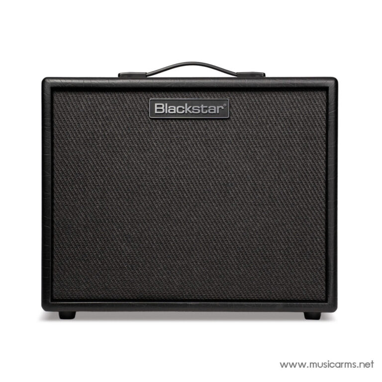 Front view of a Blackstar guitar amplifier with black textured grille and carrying handle on top ขายราคาพิเศษ
