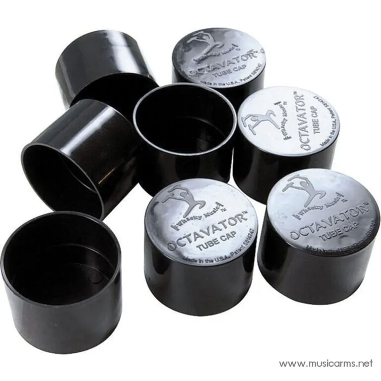 Set of black octavator tube caps with metal lids, labeled 'OCTAVATOR TUBE CAP', arranged together ขายราคาพิเศษ
