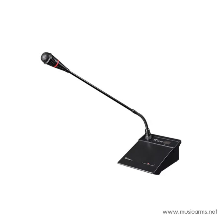 Gooseneck conference microphone with a black control base on a tabletop stand ขายราคาพิเศษ