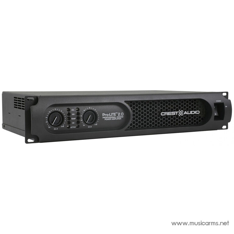 Front panel of Crest Audio Pro-LITE 2.0 2000W rack-mount power amplifier photographed for pro audio setups ขายราคาพิเศษ