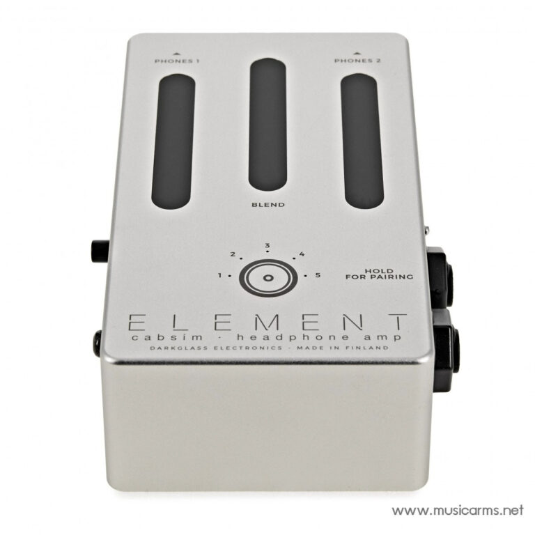 Silver headphone amp with three vertical sliders labeled Phon es 1, Blend, Phones 2 and a round dial; bold 'ELEMENT' branding on front. Used to simulate cab acoustics for headphones. ขายราคาพิเศษ