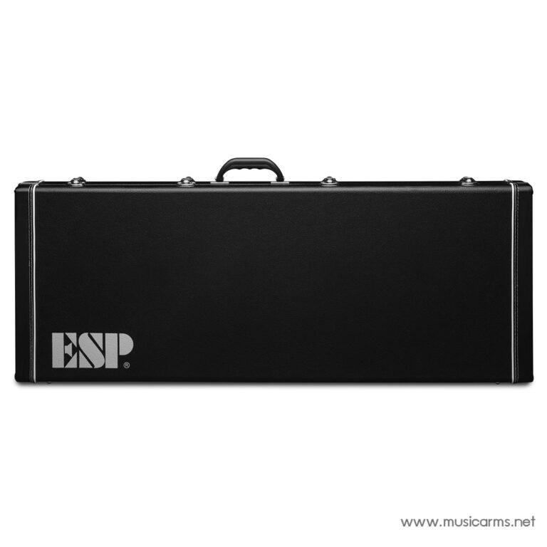 Black hard guitar case with an oval top handle and ESP logo in the lower-left corner on a white background. ขายราคาพิเศษ