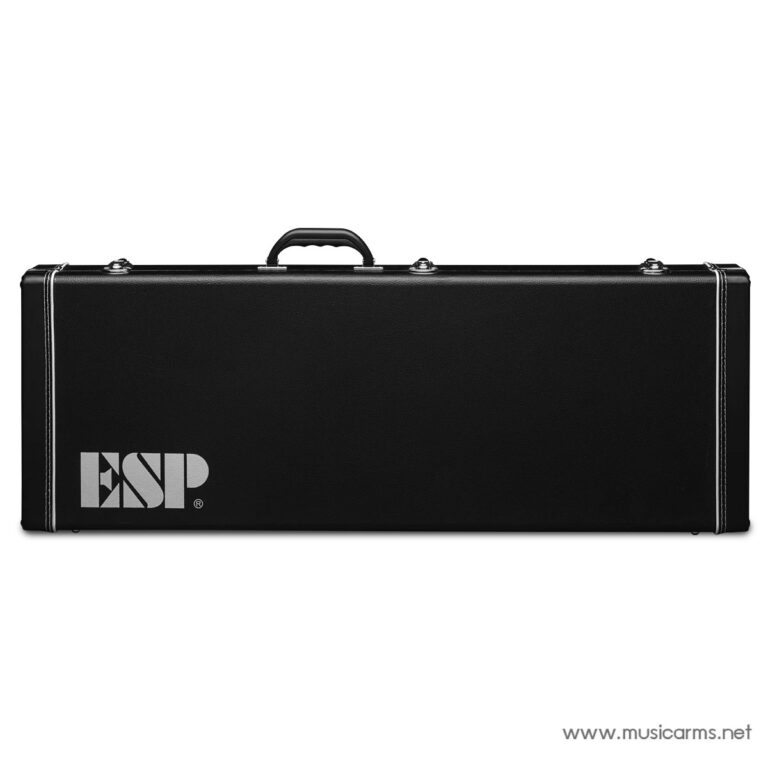 Black rectangular hard-shell guitar case with a central handle and metal latches, ESP logo in the lower left corner on a white background. ขายราคาพิเศษ