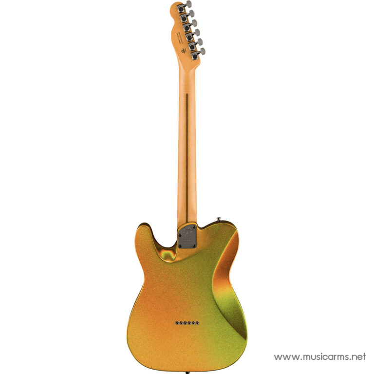 Back view of an electric guitar with a sunburst finish (orange to green), maple neck, and headstock with tuning pegs visible. ขายราคาพิเศษ