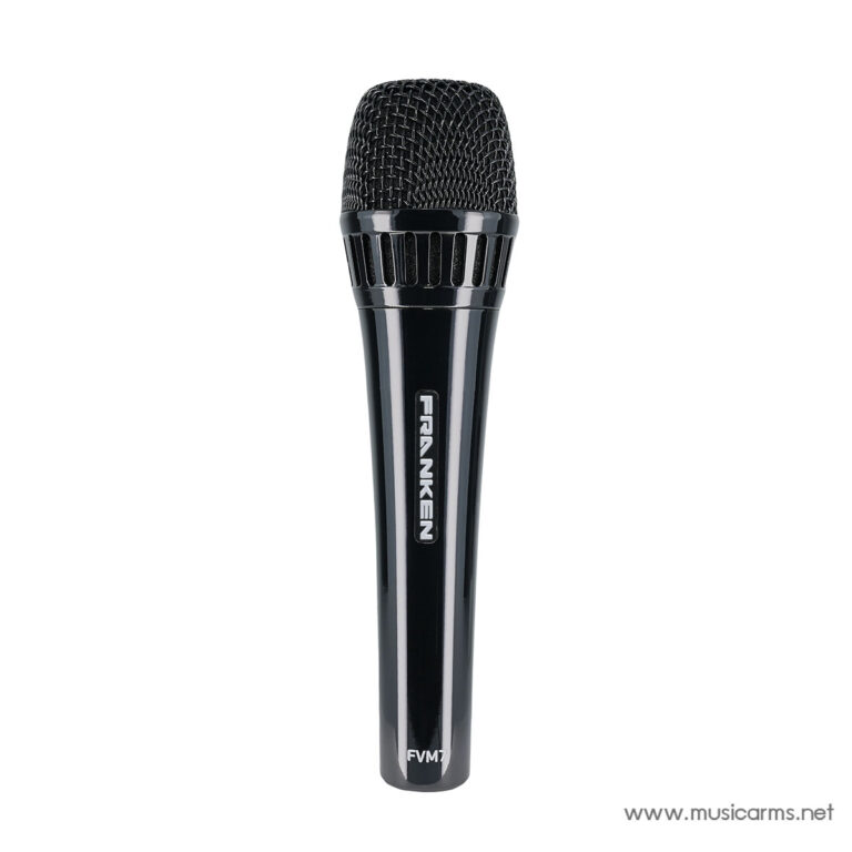 Black handheld dynamic microphone with a metal grille, labeled Franken, on a white background. ขายราคาพิเศษ