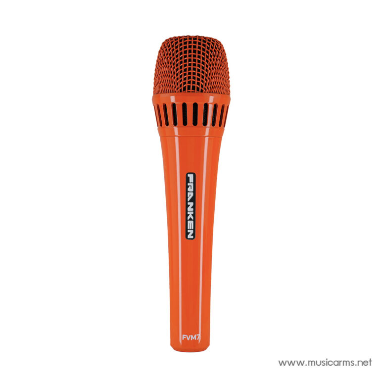 Orange handheld microphone with black mesh grille and FRANKEN branding on the body. ขายราคาพิเศษ