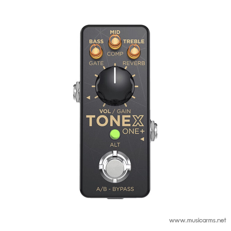 Guitar effects pedal with large central knob, labeled TONEX ONE+, ALT button, and A/B bypass footswitch; wired controls at top and sides. ขายราคาพิเศษ