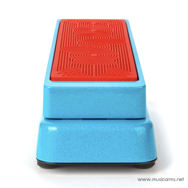Blue rectangular guitar effects pedal (stompbox) viewed from the side, with a red patterned top and rounded blue chassis. ขายราคาพิเศษ