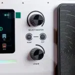 Close-up of a music/effects unit's control panel showing the SELECT/MASTER knob, HOME and EXP buttons, and the CHAIN knob. ขายราคาพิเศษ