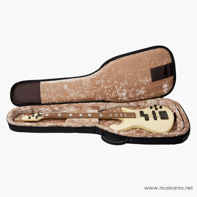 Cream-colored electric bass guitar inside an open plush-lined hard case, neck and body visible. ขายราคาพิเศษ